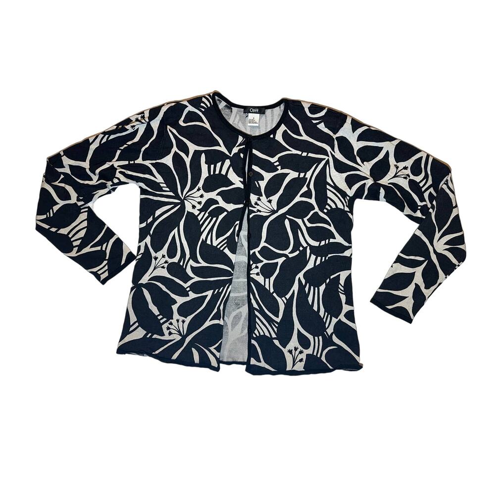 Obee Woman's Cardigan Set Silk Blend Black Floral Size Small